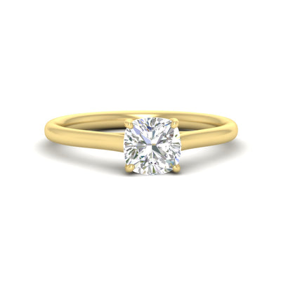 Cathedral Flat Band Cushion Cut Solitaire Engagement Ring