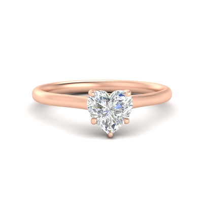 Cathedral Flat Band Heart Shaped Solitaire Engagement Ring