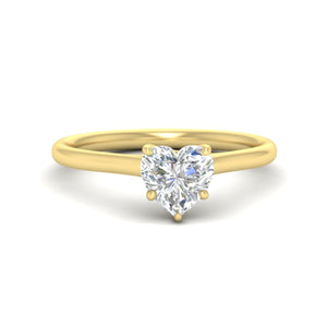 Cathedral Flat Band Heart Shaped Solitaire Engagement Ring