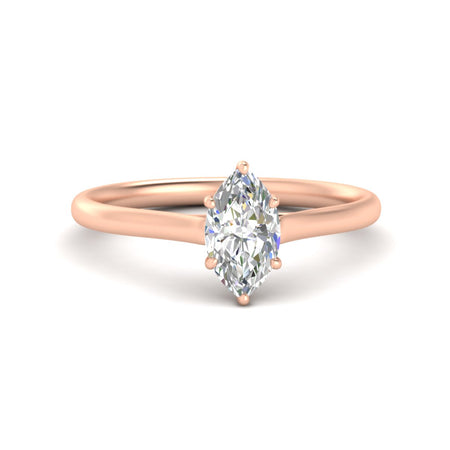 Marquise Cut Cathedral Flat Band Solitaire Engagement Ring