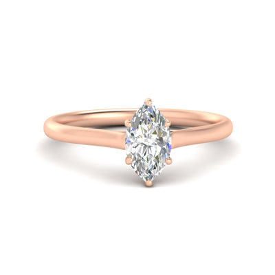 Cathedral Flat Band Marquise Cut Solitaire Engagement Ring