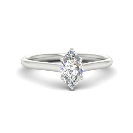 Marquise Cut Cathedral Flat Band Solitaire Engagement Ring