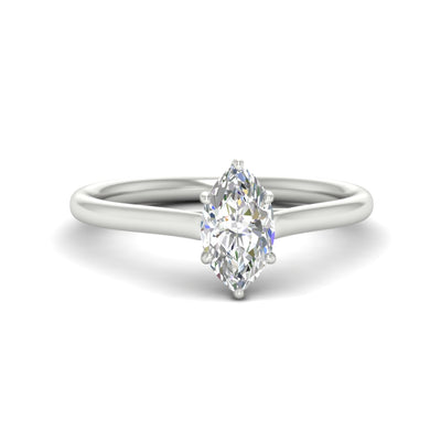 Cathedral Flat Band Marquise Cut Solitaire Engagement Ring