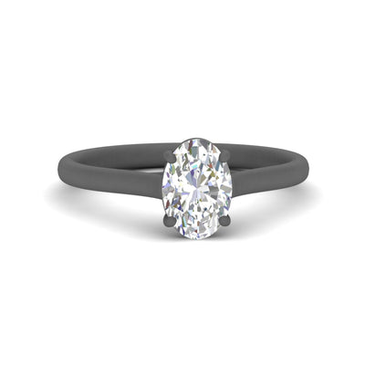 Cathedral Flat Band Oval Shaped Solitaire Engagement Ring