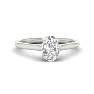Cathedral Flat Band Oval Shaped Solitaire Engagement Ring