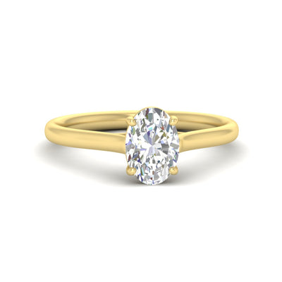 Cathedral Flat Band Oval Shaped Solitaire Engagement Ring