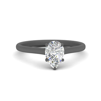 Cathedral Flat Band Pear Shaped Solitaire Engagement Ring