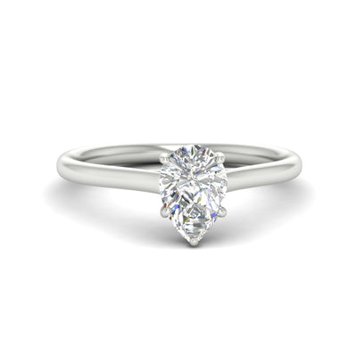Cathedral Flat Band Pear Shaped Solitaire Engagement Ring