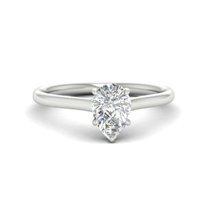 Cathedral Flat Band Pear Shaped Solitaire Engagement Ring