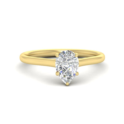 Cathedral Flat Band Pear Shaped Solitaire Engagement Ring