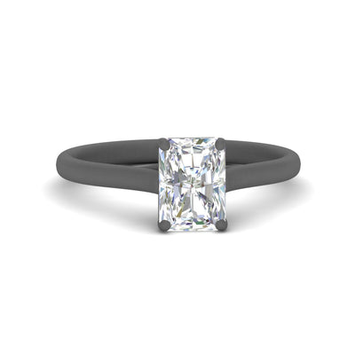 Cathedral Flat Band Radiant Cut Solitaire Engagement Ring