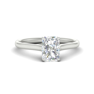 Cathedral Flat Band Radiant Cut Solitaire Engagement Ring