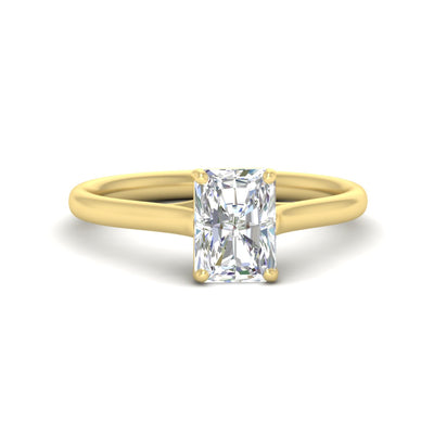 Cathedral Flat Band Radiant Cut Solitaire Engagement Ring