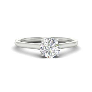 Cathedral Flat Band Round Cut Solitaire Engagement Ring