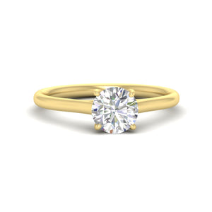 Cathedral Flat Band Round Cut Solitaire Engagement Ring