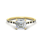 Load image into Gallery viewer, cathedral-hidden-halo-asscher-cut-black-diamond-ring-in-yellow-gold-FD9788ASRGBLACK-NL-YG