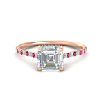 Load image into Gallery viewer, cathedral-hidden-halo-asscher-cut-pink-sapphire-ring-in-rose-gold-FD9788ASRGSADRPI-NL-RG