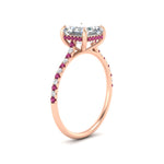 Load image into Gallery viewer, cathedral-hidden-halo-asscher-cut-pink-sapphire-ring-in-rose-gold-FD9788ASRGSADRPI-NL-RG
