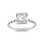 Load image into Gallery viewer, cathedral-hidden-halo-asscher-cut-pink-sapphire-ring-in-white-gold-FD9788ASRGSADRPI-NL-WG