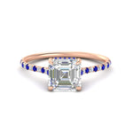 Load image into Gallery viewer, cathedral-hidden-halo-asscher-cut-sapphire-ring-in-rose-gold-FD9788ASRGSABL-NL-RG
