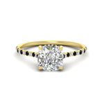Load image into Gallery viewer, cathedral-hidden-halo-cushion-cut-black-diamond-ring-in-yellow-gold-FD9788CURGBLACK-NL-YG
