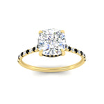 Load image into Gallery viewer, cathedral-hidden-halo-cushion-cut-black-diamond-ring-in-yellow-gold-FD9788CURGBLACK-NL-YG
