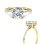 Load image into Gallery viewer, cathedral-hidden-halo-cushion-cut-diamond-ring-in-yellow-gold-FD9788CUR-NL-YG
