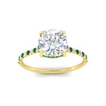 Load image into Gallery viewer, cathedral-hidden-halo-cushion-cut-emerald-ring-in-yellow-gold-FD9788CURGEMGR-NL-YG
