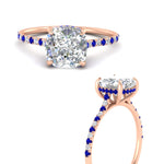 Load image into Gallery viewer, cathedral-hidden-halo-cushion-cut-sapphire-ring-in-rose-gold-FD9788CURGSABL-NL-RG

