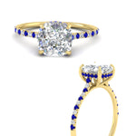 Load image into Gallery viewer, cathedral-hidden-halo-cushion-cut-sapphire-ring-in-yellow-gold-FD9788CURGSABL-NL-YG
