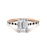 Load image into Gallery viewer, cathedral-hidden-halo-emerald-cut-black-diamond-ring-in-rose-gold-FD9788EMRGBLACK-NL-RG
