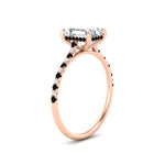 Load image into Gallery viewer, cathedral-hidden-halo-emerald-cut-black-diamond-ring-in-rose-gold-FD9788EMRGBLACK-NL-RG

