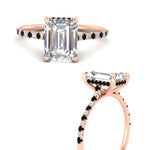Load image into Gallery viewer, cathedral-hidden-halo-emerald-cut-black-diamond-ring-in-rose-gold-FD9788EMRGBLACK-NL-RG
