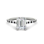 Load image into Gallery viewer, cathedral-hidden-halo-emerald-cut-black-diamond-ring-in-white-gold-FD9788EMRGBLACK-NL-WG
