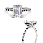 Load image into Gallery viewer, cathedral-hidden-halo-emerald-cut-black-diamond-ring-in-white-gold-FD9788EMRGBLACK-NL-WG
