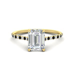 Load image into Gallery viewer, cathedral-hidden-halo-emerald-cut-black-diamond-ring-in-yellow-gold-FD9788EMRGBLACK-NL-YG
