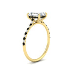 Load image into Gallery viewer, cathedral-hidden-halo-emerald-cut-black-diamond-ring-in-yellow-gold-FD9788EMRGBLACK-NL-YG
