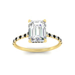 Load image into Gallery viewer, cathedral-hidden-halo-emerald-cut-black-diamond-ring-in-yellow-gold-FD9788EMRGBLACK-NL-YG
