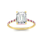 Load image into Gallery viewer, cathedral-hidden-halo-emerald-cut-pink-sapphire-ring-in-yellow-gold-FD9788EMRGSADRPI-NL-YG
