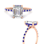 Load image into Gallery viewer, cathedral-hidden-halo-emerald-cut-sapphire-ring-in-rose-gold-FD9788EMRGSABL-NL-RG
