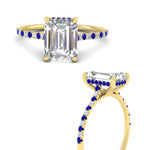Load image into Gallery viewer, cathedral-hidden-halo-emerald-cut-sapphire-ring-in-yellow-gold-FD9788EMRGSABL-NL-YG
