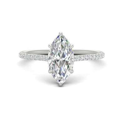 Marquise Cut Cathedral Halo Diamond Engagement Ring