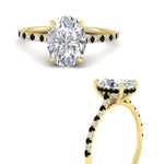 Load image into Gallery viewer, cathedral-hidden-halo-oval-shaped-black-diamond-ring-in-yellow-gold-FD9788OVRGBLACK-NL-YG
