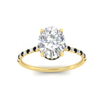 Load image into Gallery viewer, cathedral-hidden-halo-oval-shaped-black-diamond-ring-in-yellow-gold-FD9788OVRGBLACK-NL-YG
