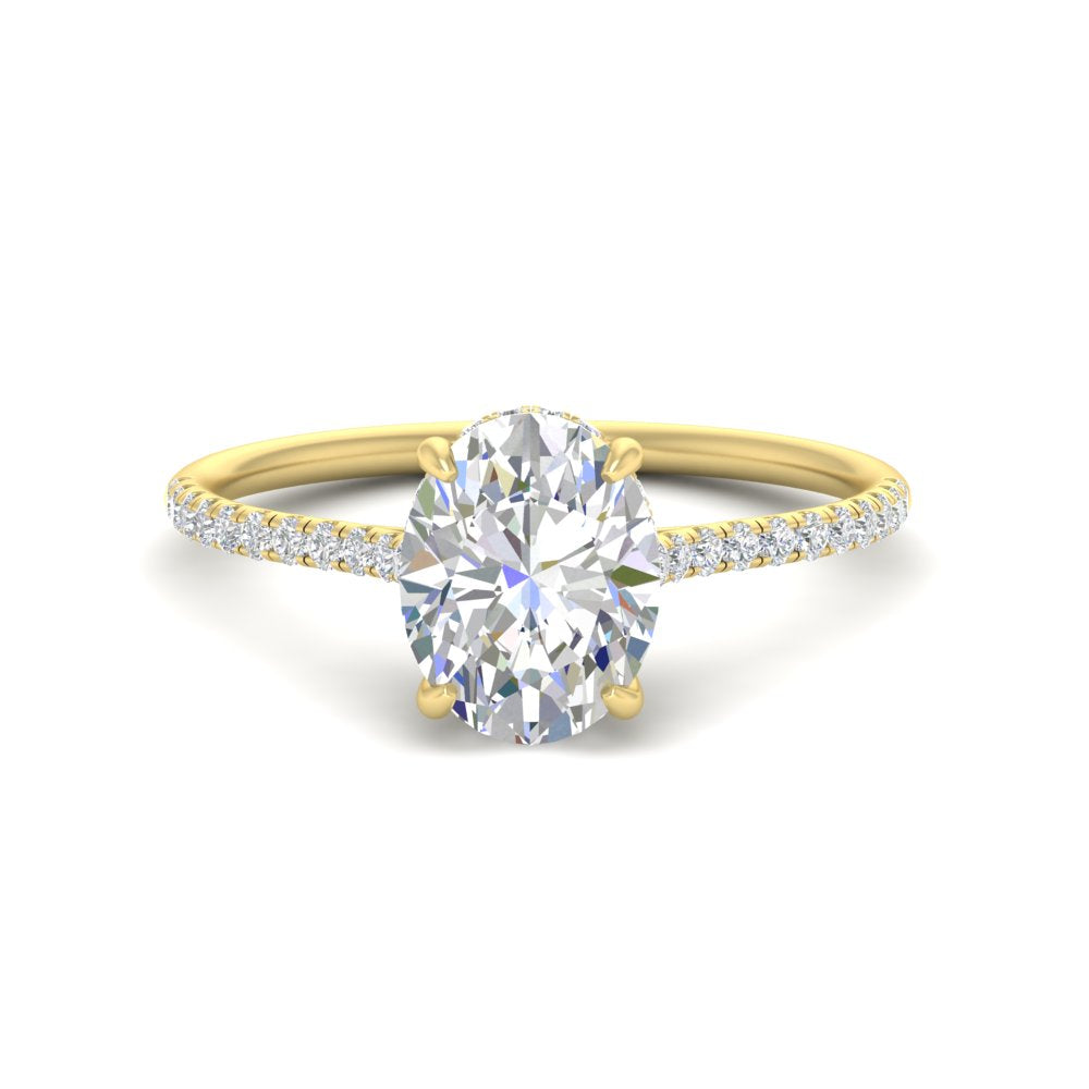 Oval Shaped Lab Grown Cathedral Halo Engagement Ring