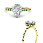 Load image into Gallery viewer, cathedral-hidden-halo-pear-shaped-emerald-ring-in-yellow-gold-FD9788PERGEMGR-NL-YG

