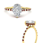 Load image into Gallery viewer, cathedral-hidden-halo-pear-shaped-ruby-ring-in-yellow-gold-FD9788PERGRUDR-NL-YG
