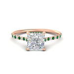 Load image into Gallery viewer, cathedral-hidden-halo-princess-cut-emerald-ring-in-rose-gold-FD9788PRRGEMGR-NL-RG
