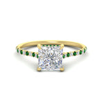 Load image into Gallery viewer, cathedral-hidden-halo-princess-cut-emerald-ring-in-yellow-gold-FD9788PRRGEMGR-NL-YG
