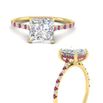 Load image into Gallery viewer, cathedral-hidden-halo-princess-cut-pink-sapphire-ring-in-yellow-gold-FD9788PRRGSADRPI-NL-YG
